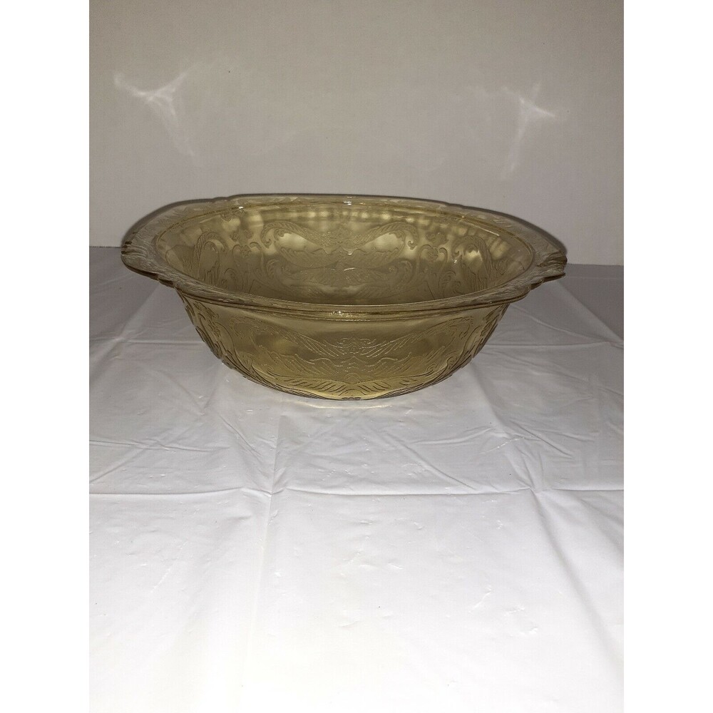 Federal Glass Madrid Amber Depression Glass 9.5 Inch  Serving Bowl Chipped Rim